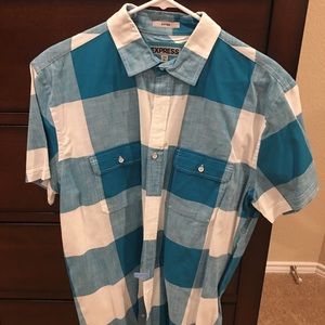 Express Blue /white plaid short sleeve / 2 for $15